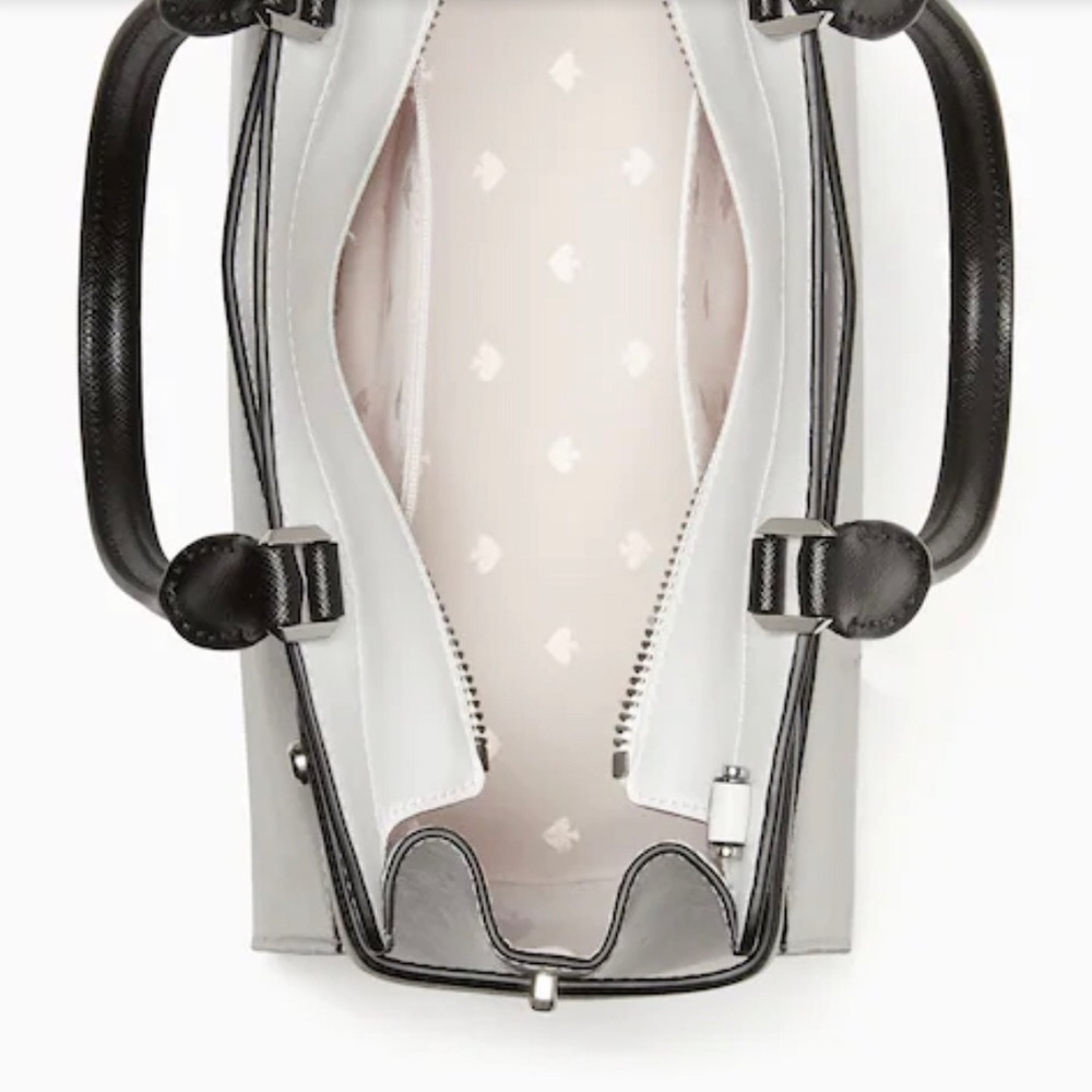 NWT ♠️ KATE SPADE handbag and matching wallet in light grey, white and black. - Picture 15 of 16